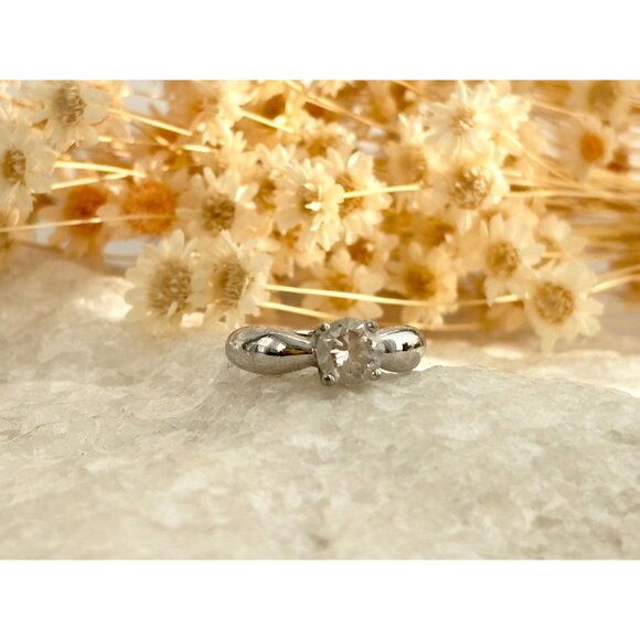 Minimalist Solitaire Cocktail Chunky 925 Sterling Silver Vintage Ring - sz 5 - Picture 13 of 16